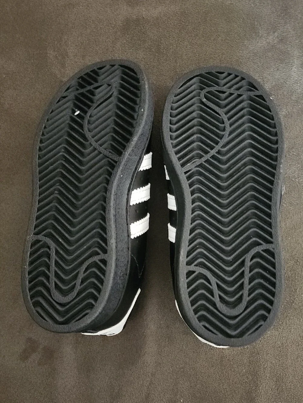adidas Kids Black with White Stripes Superstar Sneakers